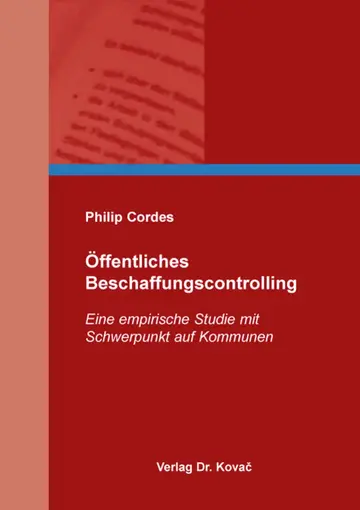 Philip Cordes: Öffentliches Beschaffungscontrolling