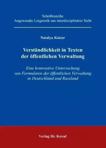 Natalya Kaizer: Verständlichkeit in Texten der öffentlichen Verwaltung