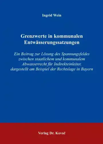 Ingrid Wein: Grenzwerte in kommunalen Entwässerungssatzungen