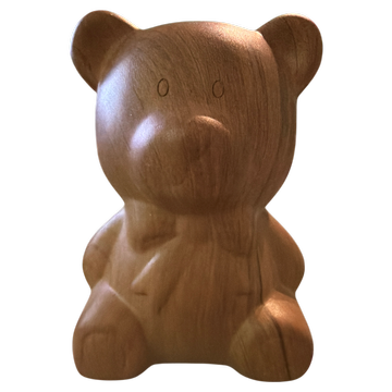 Teddy-Spardose in Holzoptik