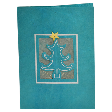 Grußkarte – Weihnachtsmotiv im Quadrat Lokta Papier – versch. Farben – 15,5 x 11cm – 10g