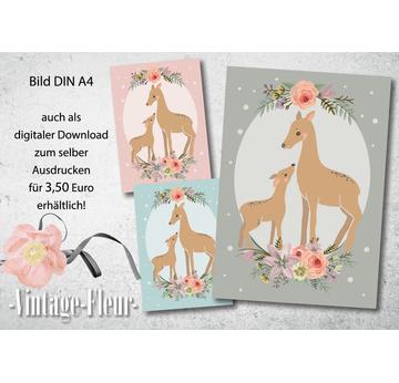 Kinderzimmer Wandbild, Poster A4 / A3, Reh  |  | Artikelnummer: 120394535