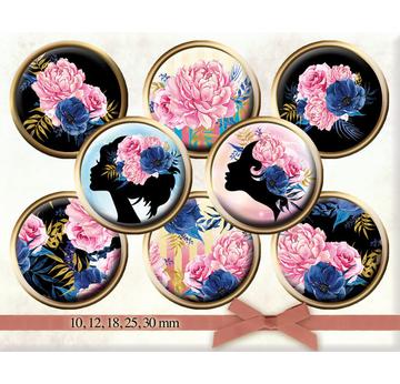 -Cab009- Cabochon Vorlagen Aquarell Silhouette  |  | Artikelnummer: 115311371