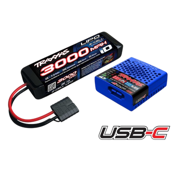 Traxxas USB-C 4A Lader + LiPo 3000mAh 2s 7,4V Set TRAXXAS mit iD-Akkuerkennung  |  | Artikelnummer: TRX2985-2S