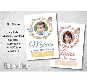 006-Kinderzimmer Wandbild A4 / A3, Geburtsanzeige  |  | Artikelnummer: 117729211