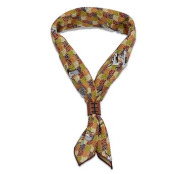 OBERWEIHER | Bandana + Leather Ring | Tsuru To Kikku Orange/Purple | Artikelnummer: 2524-7881-0336