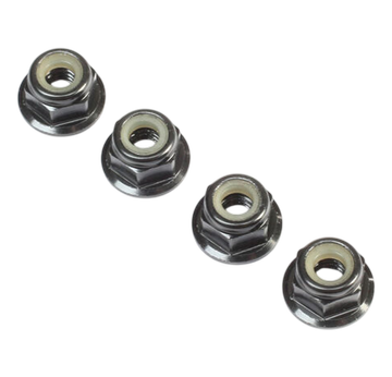 Team Losi Racing Black Aluminum Flanged Locknut, M4 x 0.7mm x 7mm (4) | Radmuttern in schwarz | Artikelnummer: TLR236009