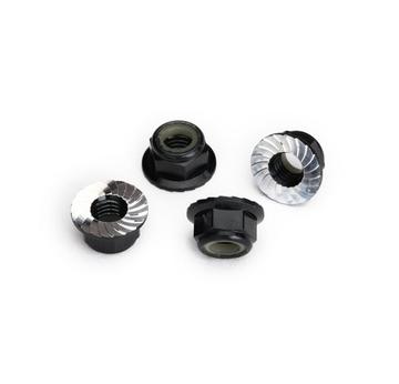 STOPMUTTER ALU 5MM MIT FLANSCH VERZAHNT SCHWARZ (4) TRAXXAS UDR, MAXX *J* | z.b. für Traxxas Maxx ! | Artikelnummer: TRX8447A