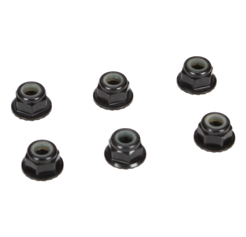 TLR 4mm Aluminium Stoppmutter mit Flansch Schwarz 6St.  TLR336000 | 4mm Radmuttern | Artikelnummer: TLR336000