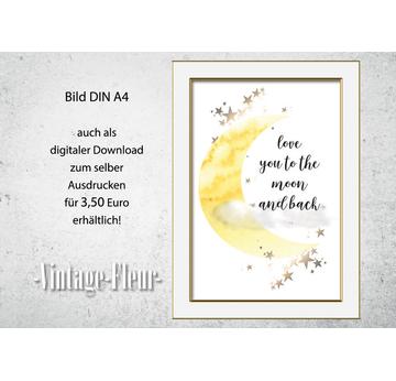 Kinderzimmer Wandbild A4/A3, love you to the moon   |  | Artikelnummer: 117733915