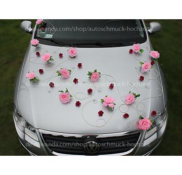 Autoschmuck für Hochzeit Autodeko Pink Burgunder   |  | Artikelnummer: 95793879