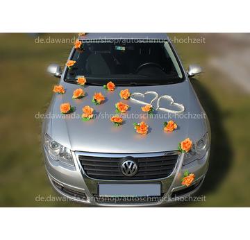 Orange Rosen Herzen Schmuck für Hochzeitsauto  |  | Artikelnummer: 100688791