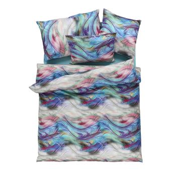 Feinsatin Bettwäsche Wave blau | 160x210cm | Artikelnummer: 50.285.02