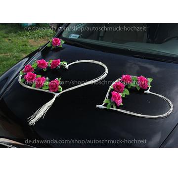 Autodekoration Hochzeit Rosen und Rattan Herzen  |  | Artikelnummer: 93111687