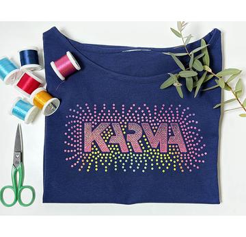 Bügelbild „Karma“ + Stickdatei  | 13 x 18 cm Stickrahmen | Artikelnummer: 3507-3212-5357