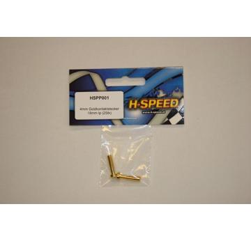 H Speed 4mm Goldkontaktstecker 18mm lp (2Stk) HSPP001 | HSPP0014MM | Artikelnummer: HSPP001