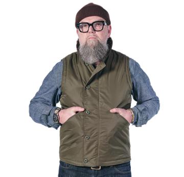 Deck Vest | Twill Aviator Military | Size Large | Sample Sale | Artikelnummer: 5032-7263-2201