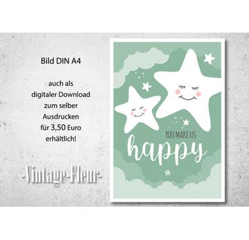 Kinderzimmer Wandbild, Poster A4 / A3, Happy  |  | Artikelnummer: 117733015