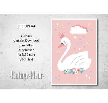 Kinderzimmer Wandbild, Poster A4 / A3, Schwann  |  | Artikelnummer: 118655899