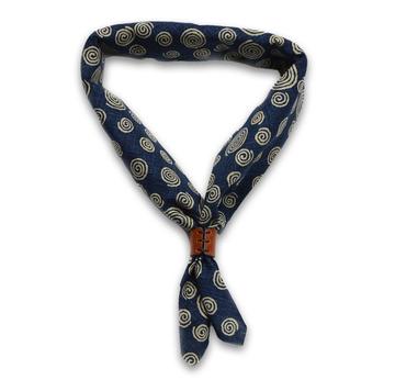 OBERWEIHER | Bandana + Leather Ring | Spirals Dark Blue | Artikelnummer: 1374-4158-2411