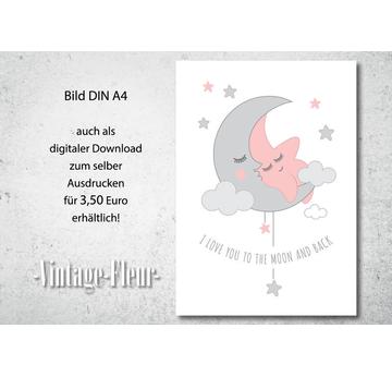 Kinderzimmer Wandbild Poster A4/A3, Mond und Stern  |  | Artikelnummer: 118655231
