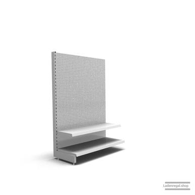 Ihr individuelles Lochrückwandregal | H 160 cm | B 100 cm | T 47 cm | 1 FB T 37 cm | RAL 7035 | Artikelnummer: AF-100-160-47-1-37-LRW-L