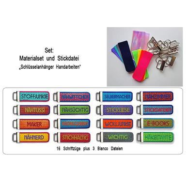 Materialset Schlüsselanhänger + Stickdatei 