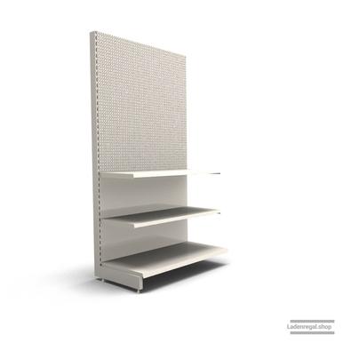 Ihr individuelles Lochrückwandregal | H 210 cm | B 100 cm | T 57 cm | 2 FB T 47 cm | RAL 9001 | Artikelnummer: AF-100-210-57-2-47-LRW-J