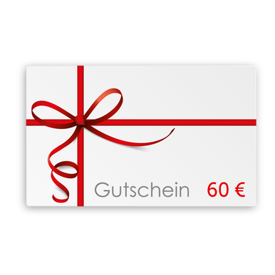 Gutschein 60 €      |  | Artikelnummer: 1060   