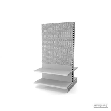 Ihr Gondelregal mit Lochrückwand | H 180 cm | B 100 cm | T 2x 47 cm | 2 FB T 47 cm  | RAL 7035 | Artikelnummer: AFGR-100-180-47-2-47-LRW-L