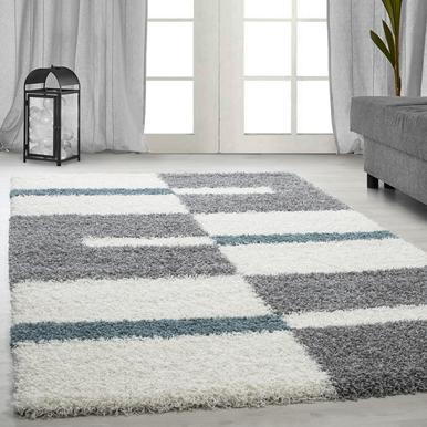 Gala Hochflorteppich 240 x 340 cm weiß türkis |  | Artikelnummer: GALA2403402505TURKIS