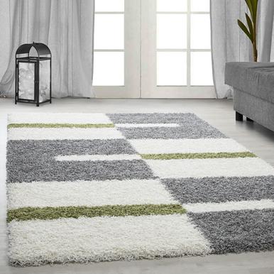 Gala Hochflorteppich 200 x 290 cm weis grau grün |  | Artikelnummer: GALA2002902505GREEN