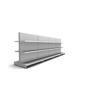 Gondelregal mit Fachböden | H 160 cm | B 5 m | T 2x 47 cm | 4 FB T 37 cm | RAL 7035 | Artikelnummer: SR-125-160-47-2-37-GR-L5-L