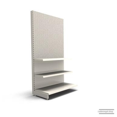 Ihr individuelles Lochrückwandregal | H 210 cm | B 100 cm | T 57 cm | 2 FB T 37 cm | RAL 9001 | Artikelnummer: AF-100-210-57-2-37-LRW-J
