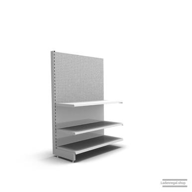 Ihr individuelles Lochrückwandregal | H 160 cm | B 100 cm | T 47 cm | 2 FB T 47 cm | RAL 7035 | Artikelnummer: AF-100-160-47-2-47-LRW-L