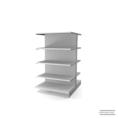 Ihr individuelles Gondelregal | H 160 cm | B 100 cm | T 2x 57 cm | 8 FB T 47 cm | RAL 7035 | Artikelnummer: AFGR-100-160-57-8-47-L