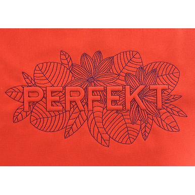 „Perfekt“ Trapunto Schriftzug | Mustergr. 129 mm x 240 mm | Artikelnummer: 2304-0687-3656