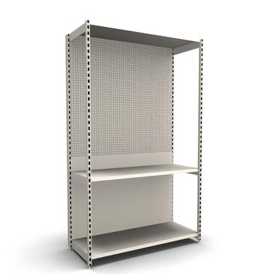 Schwerlastregal mit Lochrückwand | Grundfeld | H 210 cm | B 125 cm | T 47 cm | 3 FB | RAL 9001 | Artikelnummer: SWRG-125-210-47-3-47-J