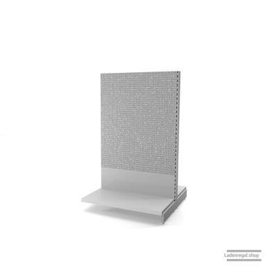 Ihr Gondelregal mit Lochrückwand | H 160 cm | B 100 cm | T 2x 47 cm | 0 FB | RAL 7035 | Artikelnummer: AFGR-100-160-47-0-37-LRW-L