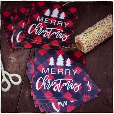 15 Quadratische Aufkleber „Merry Christmas“ | zum Verschönern Deiner Weihnachtspakete | Artikelnummer: QuadratischMerryChristmas