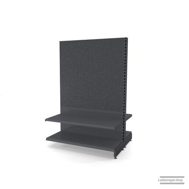 Ihr Gondelregal mit Lochrückwand | H 180 cm | B 125 cm | T 2x 47 cm | 2 FB T 47 cm  | RAL 7015 | Artikelnummer: AFGR-125-180-47-2-47-LRW-S