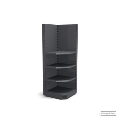 Ihre Verkaufsregal-Innenecke | H 210 cm | B 74 cm | T 57 cm | 3 FB T 37 cm | RAL 7015 | Artikelnummer: SR-74-210-57-3-37-IEK-S