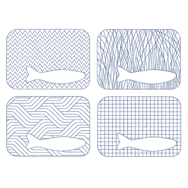 Quilties Fische -Untersetzer | 13 x 18 cm Stickrahmen | Artikelnummer: 5857-1541-0418