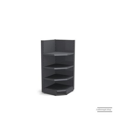 Ihre Verkaufsregal-Innenecke | H 160 cm | B 74 cm | T 47 cm | 3 FB T 37 cm | RAL 7015 | Artikelnummer: SR-74-160-47-3-37-IEK-S