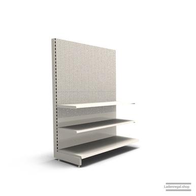 Ihr individuelles Lochrückwandregal | H 180 cm | B 125 cm | T 57 cm | 2 FB T 47 cm | RAL 9001 | Artikelnummer: AF-125-180-57-2-47-LRW-J