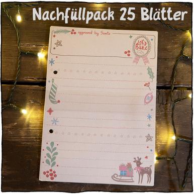 25 Rezeptblätter Nachfüllpack Weihnachten inkl. Deckblatt | Passend für für Rezeptordner DIN A5 | Artikelnummer: 25RezeptXMas
