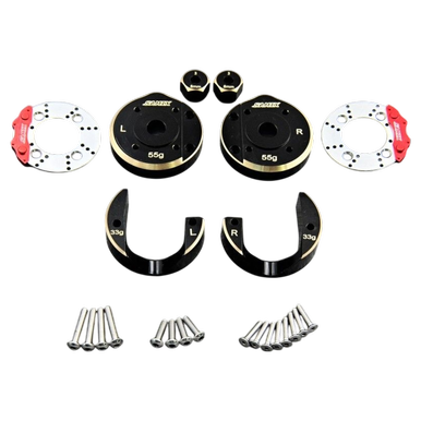 SAMIX Messing Portalabdeckung Set & Bremsscheiben für Axial SCX10-3 | z.b. Für Axial SCX3 Modelle | Artikelnummer: SAMSCX3-4412C3
