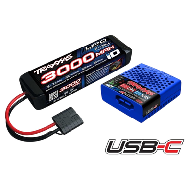Traxxas USB-C 4A Lader + LiPo 3000mAh 2s 7,4V Set TRAXXAS mit iD-Akkuerkennung  |  | Artikelnummer: TRX2985-2S