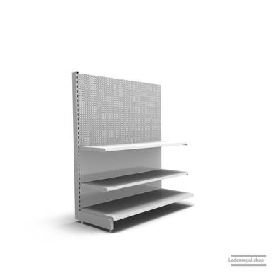 Ihr individuelles Lochrückwandregal | H 160 cm | B 125 cm | T 57 cm | 2 FB T 47 cm | RAL 7035 | Artikelnummer: AF-125-160-57-2-47-LRW-L