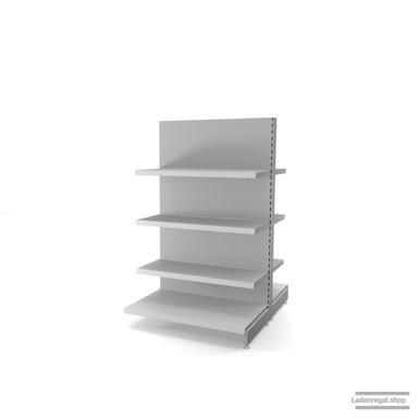 Ihr individuelles Gondelregal | H 160 cm | B 100 cm | T 2x 57 cm | 6 FB T 47 cm | RAL 7035 | Artikelnummer: AFGR-100-160-57-6-47-L